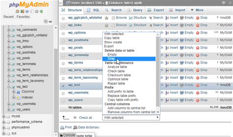 How To Delete All Table In Phpmyadmin