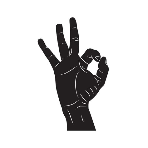 OK Hand black symbol illustration 20122033 Vector Art at Vecteezy