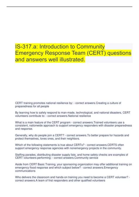 Final Exam For Is Introduction To Community Emergency Response