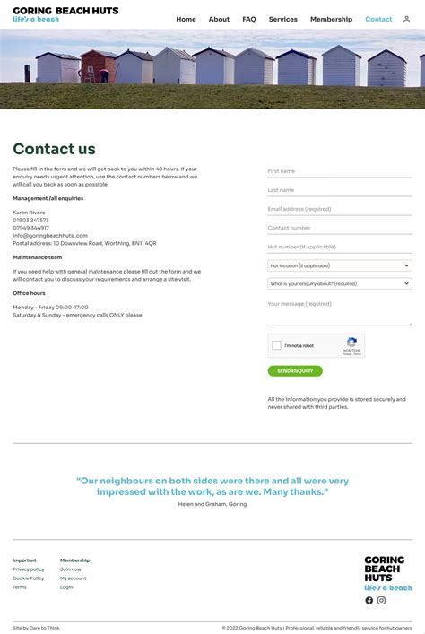 Goring Beach Huts Website by Dare to Think