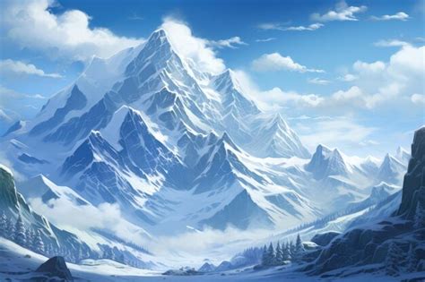 Premium AI Image Majestic SnowCovered Mountain Range Generative AI