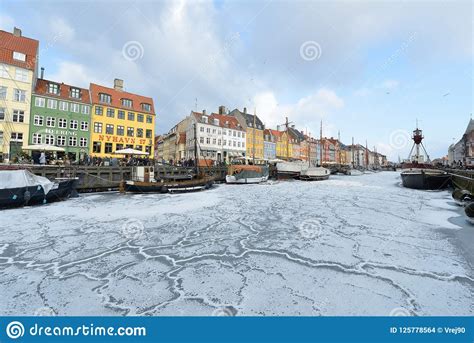 Colored Facades of Nyhavn in Copenhagen in Winter Editorial Stock Image ...