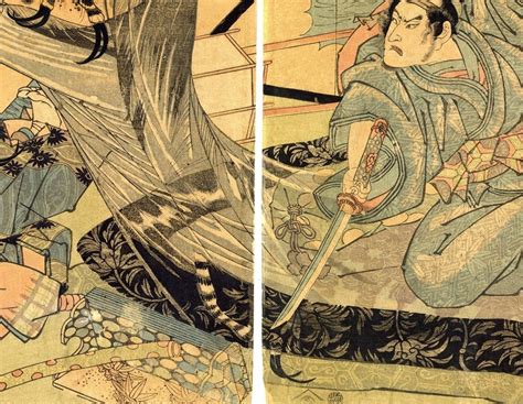 Original woodblock print diptych Minamoto Raikō 源頼光 vanquishes the