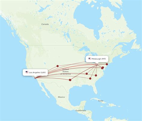 All Flight Routes From Los Angeles To Pittsburgh Lax To Pit Flight