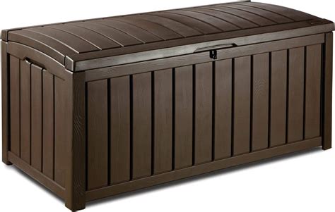 Keter Gallon Resin Wood Look Outdoor Deck Box Table In One With