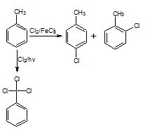 The Reaction Of Toluene With Cl In Presence Of F Ecl Gives X And