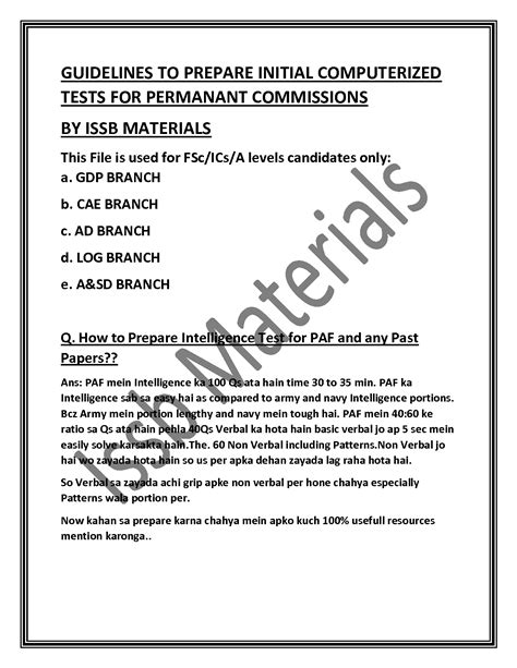 Solution Paf Test Material And Guidelines By Issb Materials Studypool