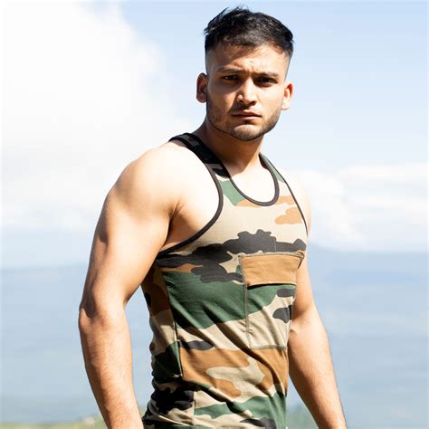 Sando Vest With I Card Cover Printed Military Equipment