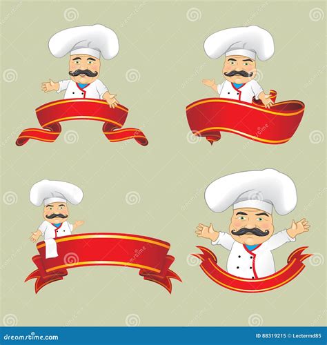 Vector Set Of Cooks In Different Positions Cartoon Chefs Cooking And