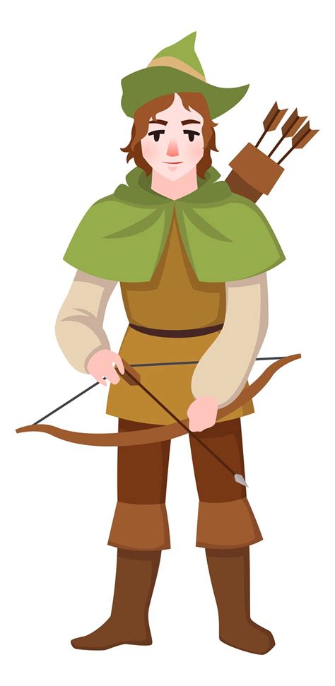 Medieval Archer With Bow And Arrows Fairytale Hunter Character By