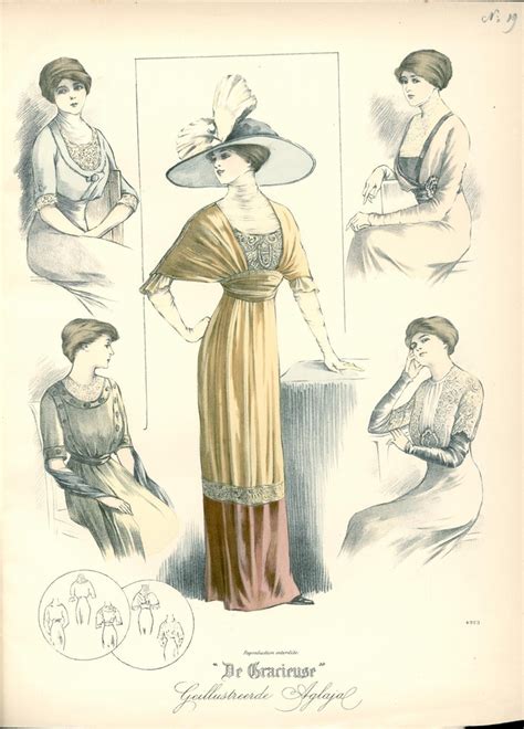 De Gracieuse Elegante Toiletten October 1910 Fashion Illustration