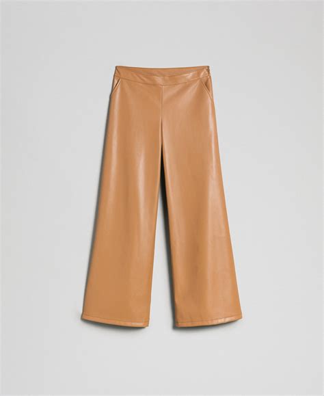 Faux leather palazzo trousers