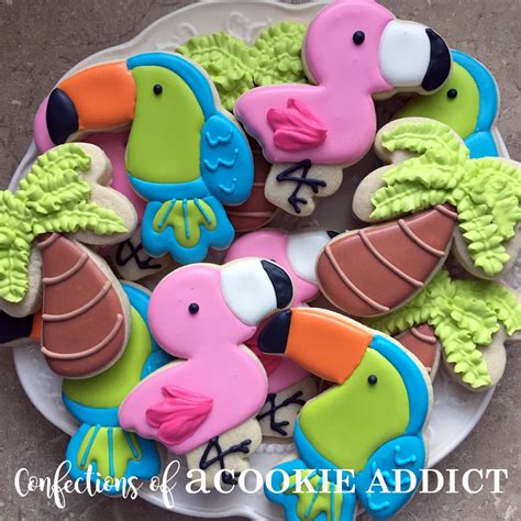 Palm Tree Flamingo And Toucan Cookies Fun Cookies Custom Cookies