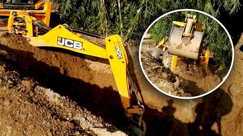 Amazing JCB Backhoe Machine Making A Big Drain For Wall Construction