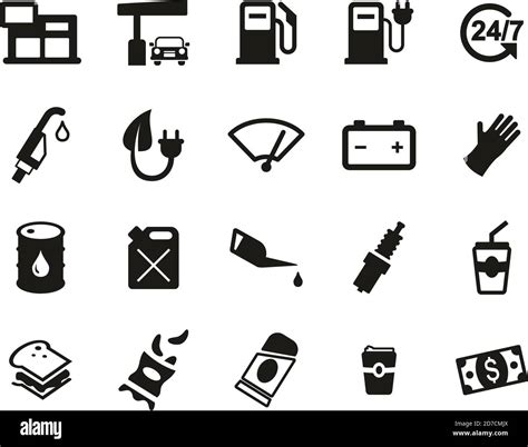 Gas Station Or Gas Pump Icons Black And White Set Big Stock Vector Image