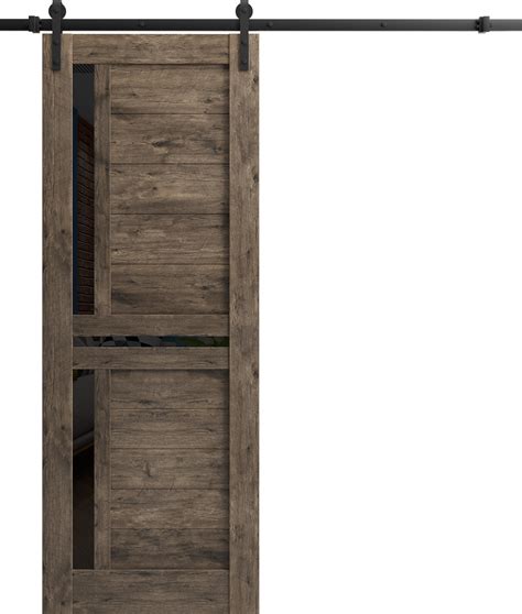 Sartodoors Sturdy Barn Door Veregio 7588 Cognac Oak With Black Glass 66ft Rail Hangers