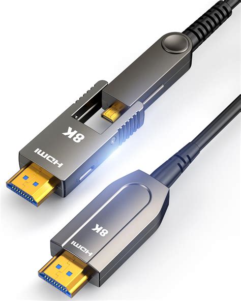 Highwings 8K Fiber Optic HDMI 2.1 Cable Long with Dual Micro HDMI and ...