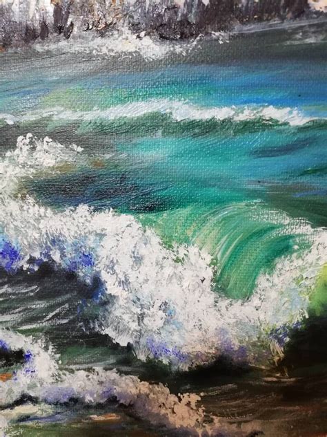 Mer Lagon Peinture Lhuile Faite La Main D Cor Etsy France