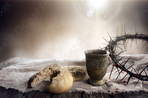 Communion And Passion Unleavened Bread Chalice Of Wine And Crown