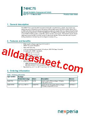 74HC75PW Datasheet PDF Nexperia B V All Rights Reserved