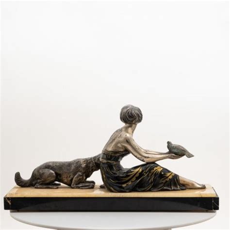 French Art Nouveau Spelter And Marble Sculpture For Sale At Stdibs