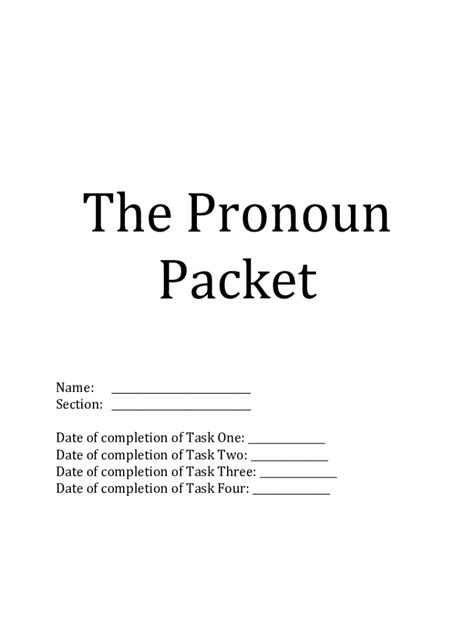 Fillable Online The Pronoun Packet Docx Fax Email Print Pdffiller