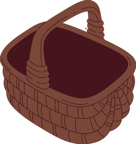 Premium Vector Wicker Basket With Handle