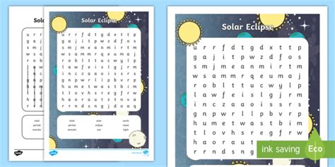 Solar Eclipse Word Search Teacher Made