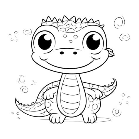 Coloriage Contour De Bébé Crocodile Mignon Illustration Vectorielle