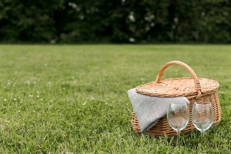 Free Photo | Picnic basket on park grass