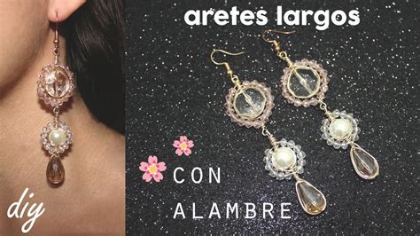 Diy Como Hacer Aretes Largos Con Alambre Y Piedras De Cristal