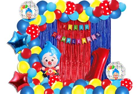 Kit Decoración Cumpleaños Globos Payaso Plim Plim 97 Pzas Meses sin