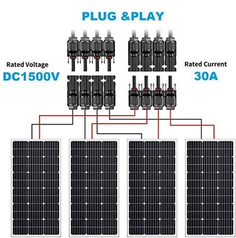 Jhbox Solar Panel Connector Y Branch Solar Connector 1 To 4 10 Awg Solar Cable And Connectors