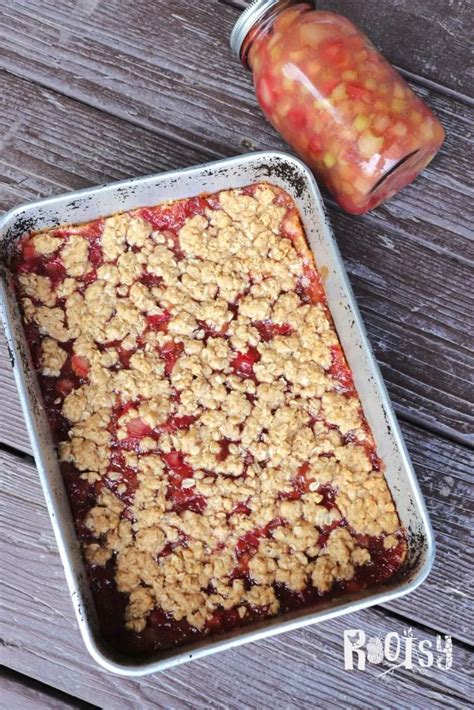 Easy Rhubarb Bars Recipe With Oatmeal Rootsy Network