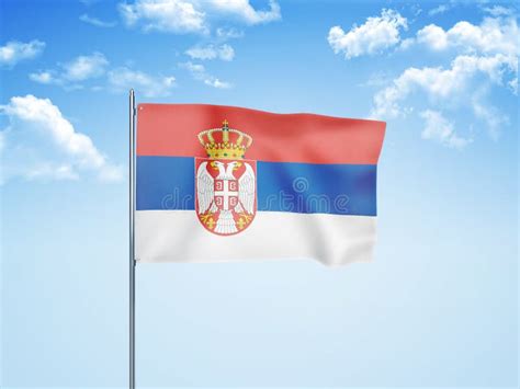 Serbia Flag Waving Sky Background D Illustration Stock Illustration