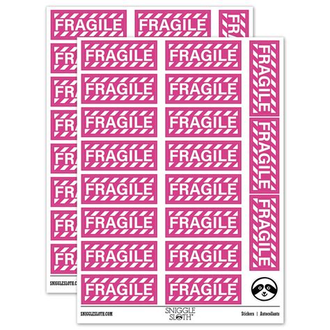 Fragile Warning Border Label Package Box Sticker Set Hot Pink Gloss