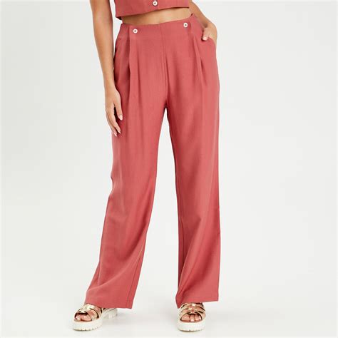 Pantalon Large Boutons Vieux Rose Femme Cache Cache