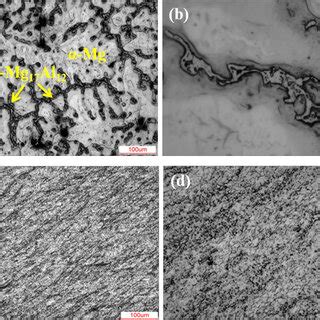 Optical Micrographs Of AZ91 Alloys A B As Cast And C D Processed