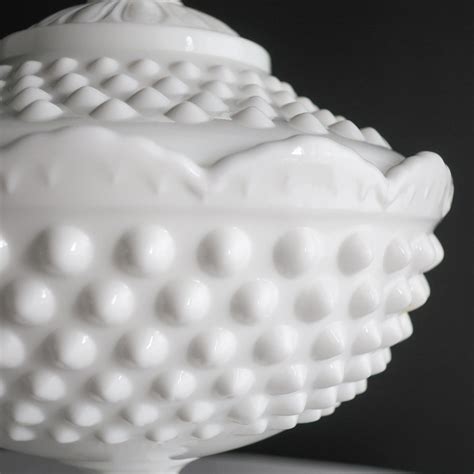 Vintage Hobnail Milk Glass Footed Candy Dish By Fenton White Etsy