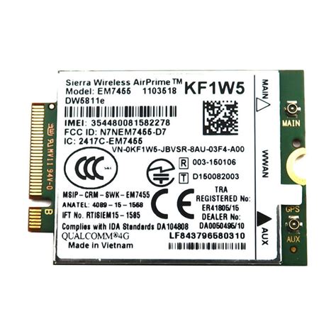 New Dell Qualcomm Sierra Wireless Airprime EM7455 4G LTE 100MBPS NGFF ...