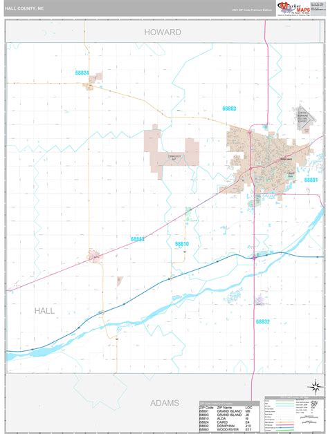 Hall County Ne Wall Map Premium Style By Marketmaps