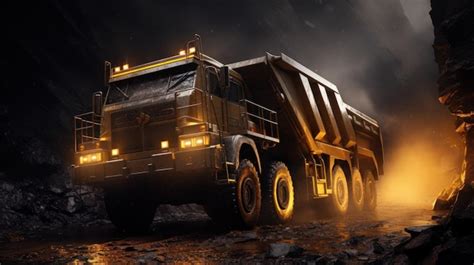 Premium Photo | Coal is loaded onto trucks by mining machines that are ...