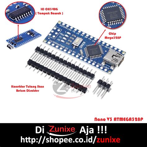 Jual NANO V3 ATMEGA328P PU 5V NANO ATMEGA328 TANPA KABEL DATA MINI USB