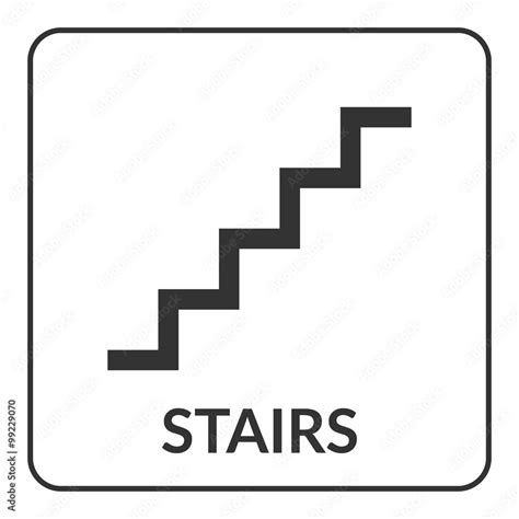 Stairs Sign Flat Vector Web Icon Isolated On White Background Warning