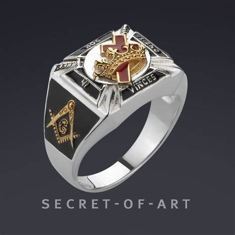 Knights Templar Tempelritter Freimaurer Silber Ring Mit Gelbgold