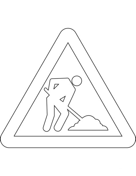 Roadworks Ahead Sign In Spain Coloring Page Colouringpages