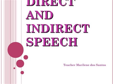 Direct And Indirect Speech Ppt Free Download