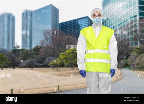 Healthcare Or Sanitation Worker In Hazmat Suit Stock Photo Alamy