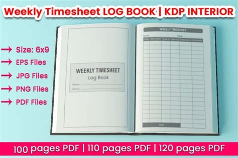 Weekly Timesheet Log Book Kdp Interior Graphic By Kdp King Creative