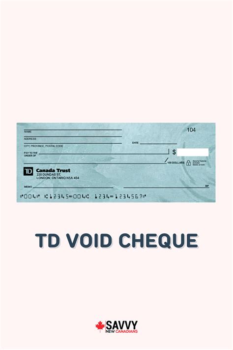 Td Sample Cheque How To Read And Get A Td Void Cheque In 2025